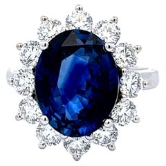 Beauty 18k White Gold Ceylon Sapphire Ring, 6.46ct, Christian Dunaigre Certified