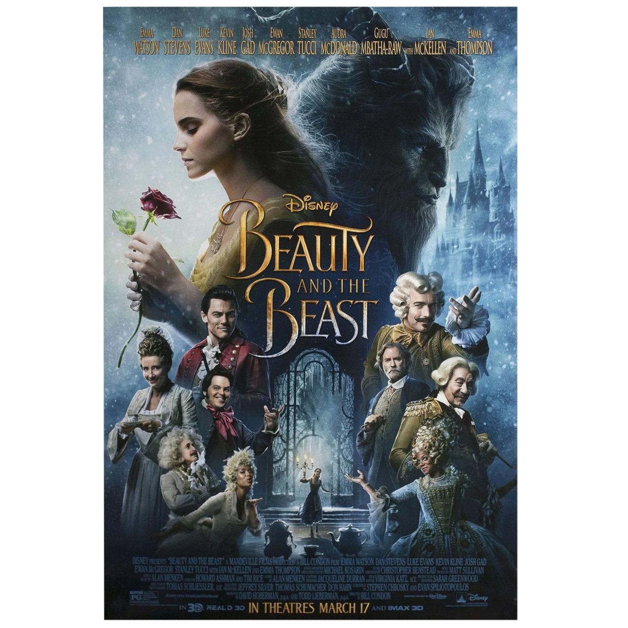 "La Belle et la Beast" 2017 Affiche de film américaine en une feuille.