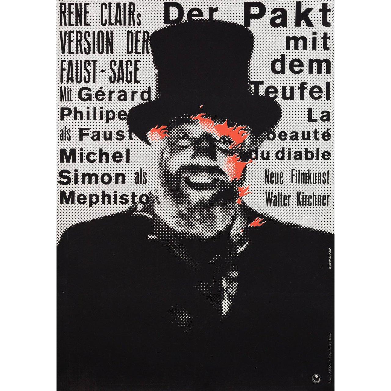 Original 1962 re-release German A1 poster by Hans Hillmann for the 1950 film Beauty and the Devil (La beaute du diable) directed by Rene Clair with Michel Simon / Gerard Philipe / Nicole Besnard / Simone Valere. Very Good-Fine condition, rolled.