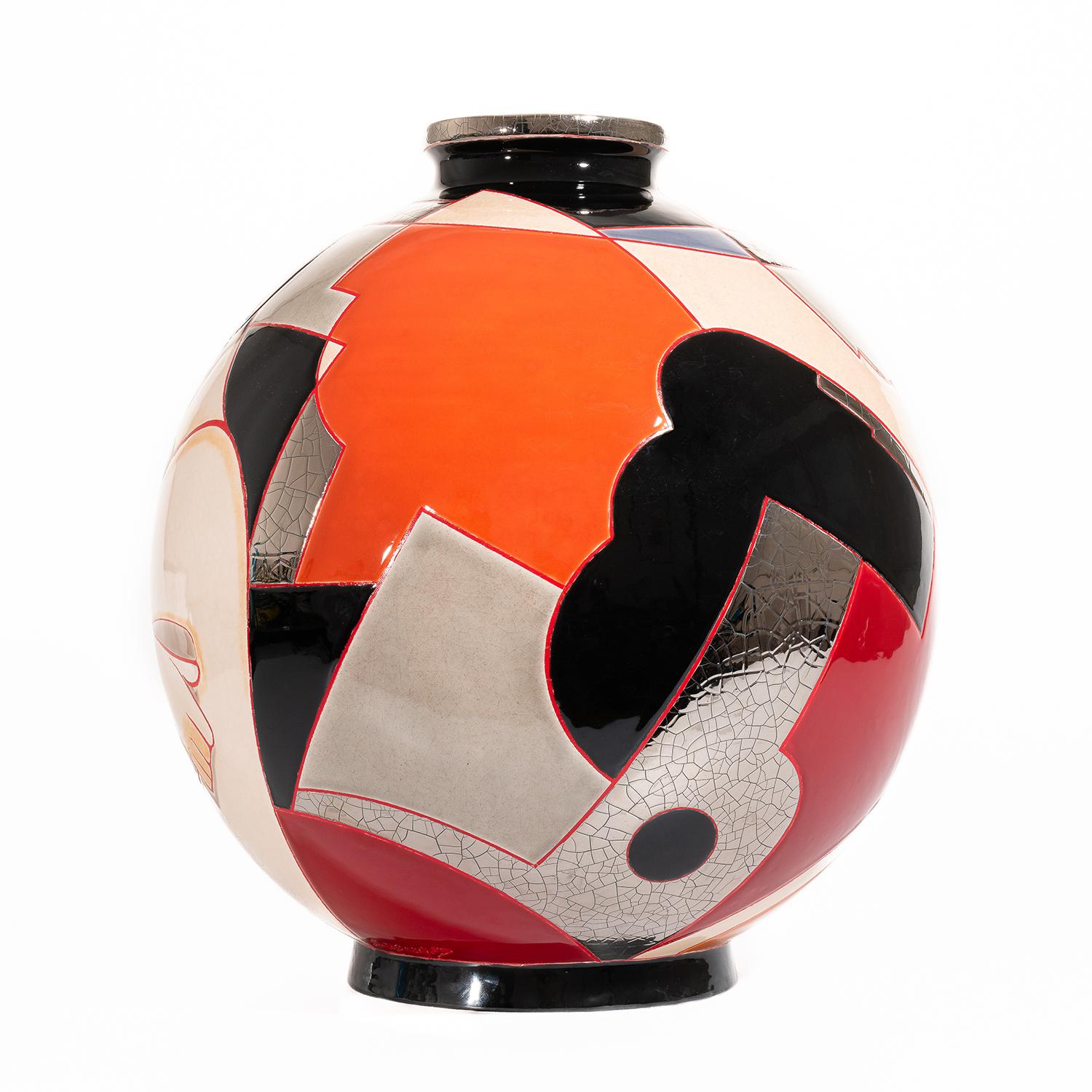 Die Schöne und der Seemann Vase (Emailliert) im Angebot