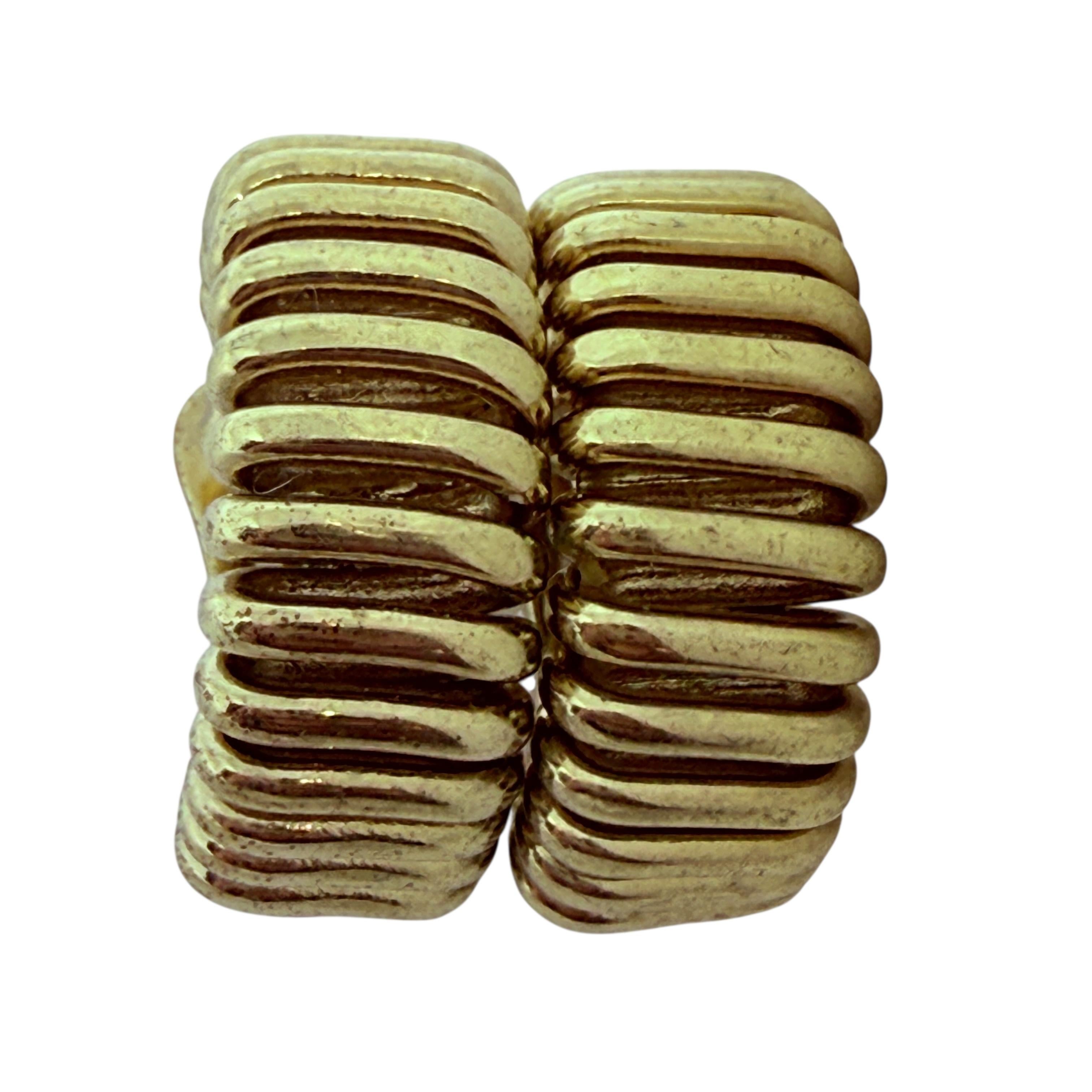 BEAUTY BRASS MADE IN ITALY signed vintage gold tone designer clip on earrings