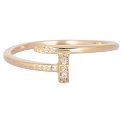 Bague en or jaune 14 carats (ou 18 carats sur demande) avec diamant de toute beauté