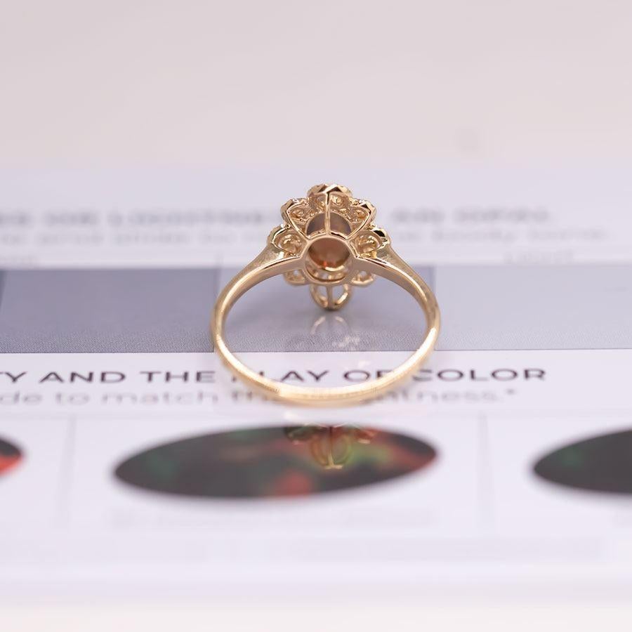Women's or Men's Beauty of Swirls - Black Opal Diamond Engagement Ring 18K Yellow Gold