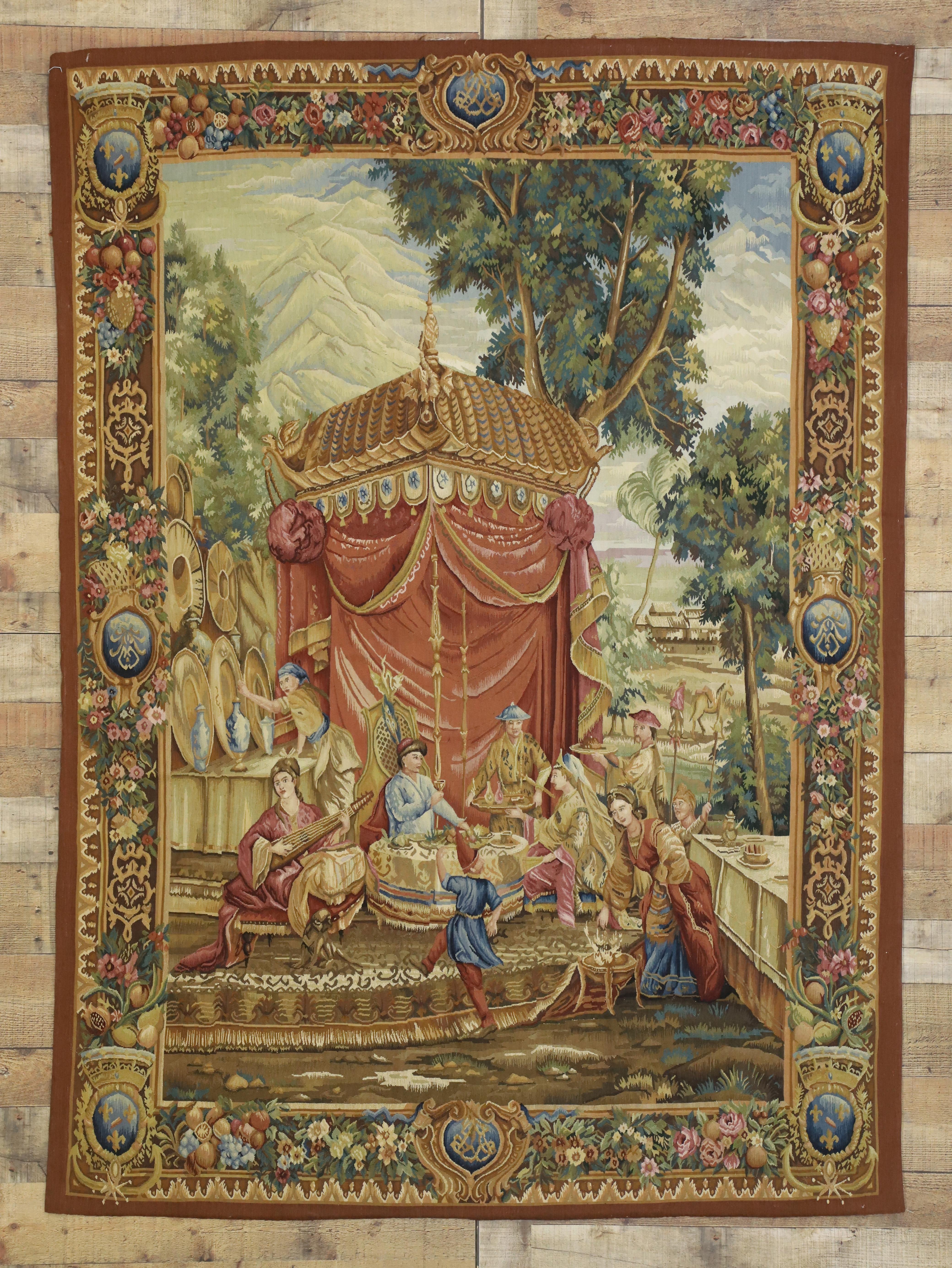 Hand-Woven Beauvais French Style Tapestry, The Collation the Story of the Emperor of China For Sale