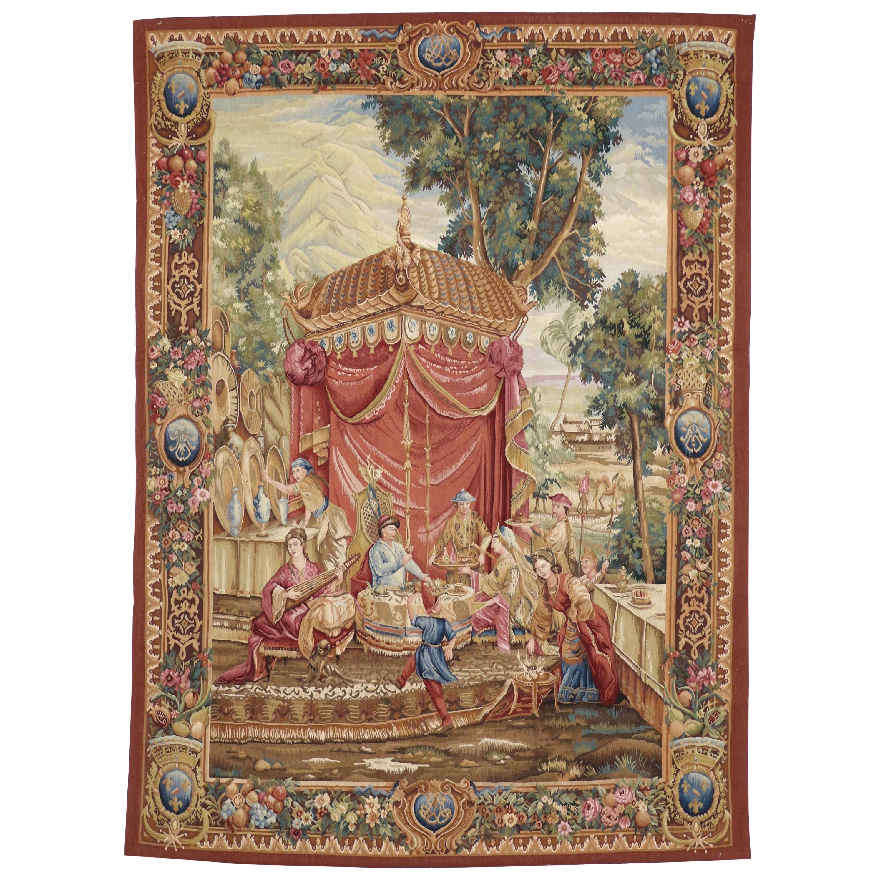 Beauvais French Style Tapestry, The Collation the Story of the Emperor of China