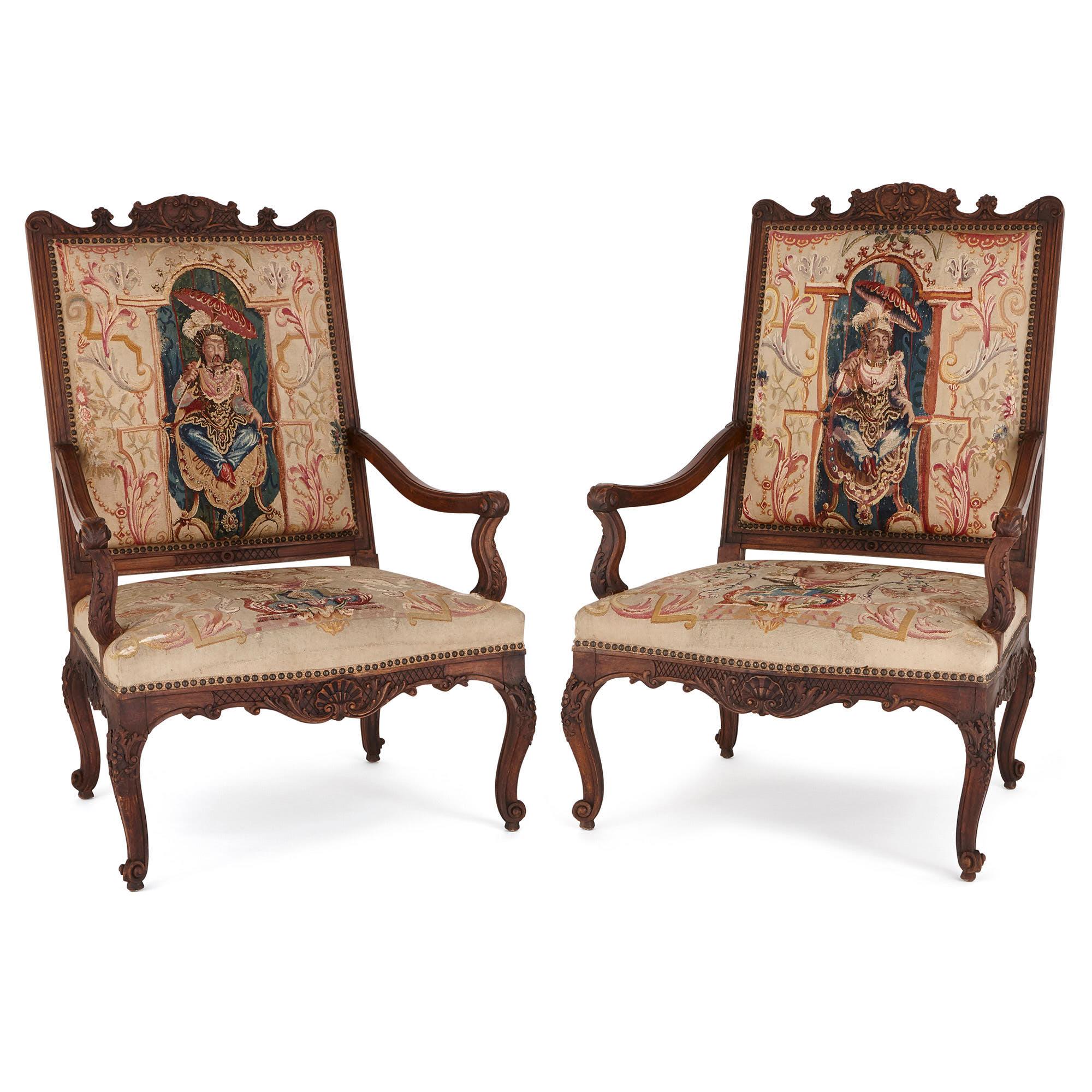 French Beauvais Tapestry and Beech Wood Furniture Suite  For Sale