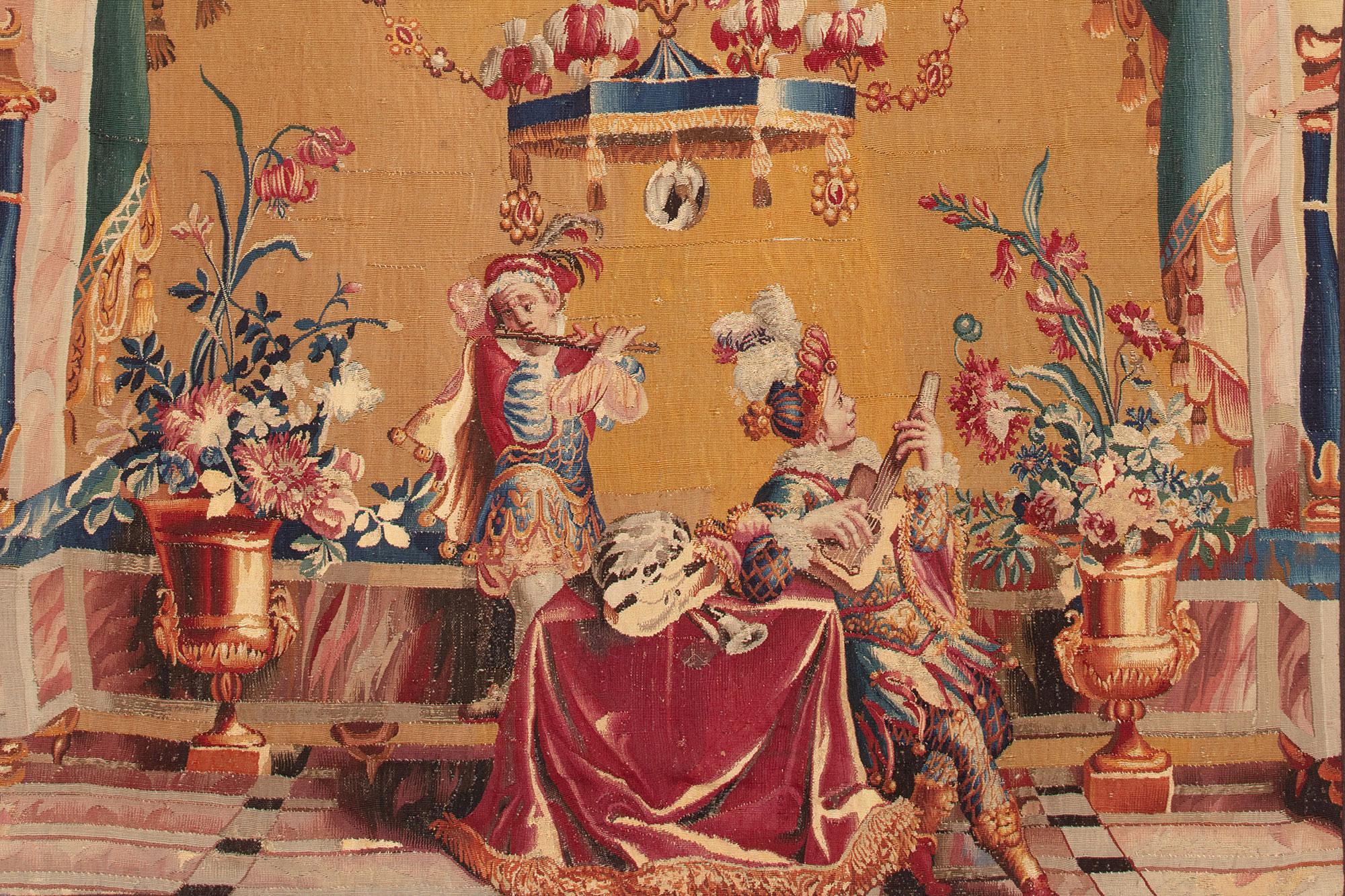 Tapisserie de Beauvais d'après Jean Berain

Laine

18ème siècle

81 x 182 cm, 32 x 72 in

Collectional, d'une collection privée française.


Cette tapisserie provient de la tenture dite des 