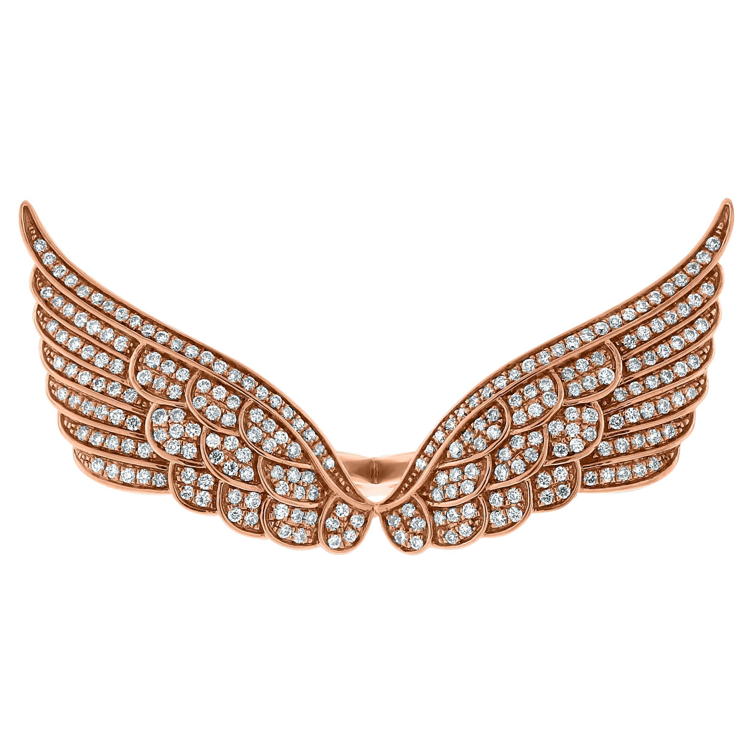 Beauvince Bague  2 ailes en or rose avec diamants de 0,86 carat