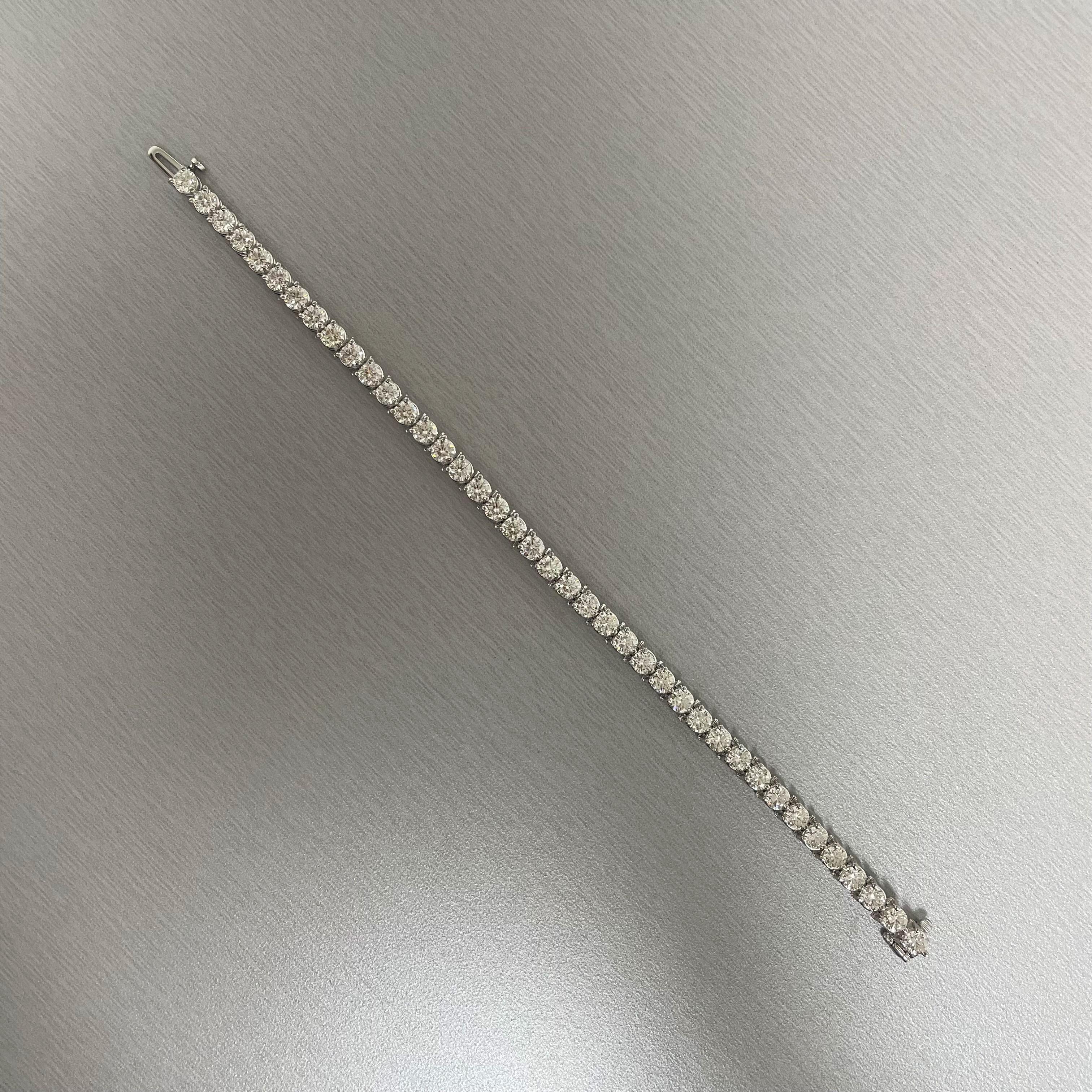 Women's or Men's Beauvince 3 Prong Diamond Tennis Bracelet (10.47 ct Diamonds) in Platinum For Sale