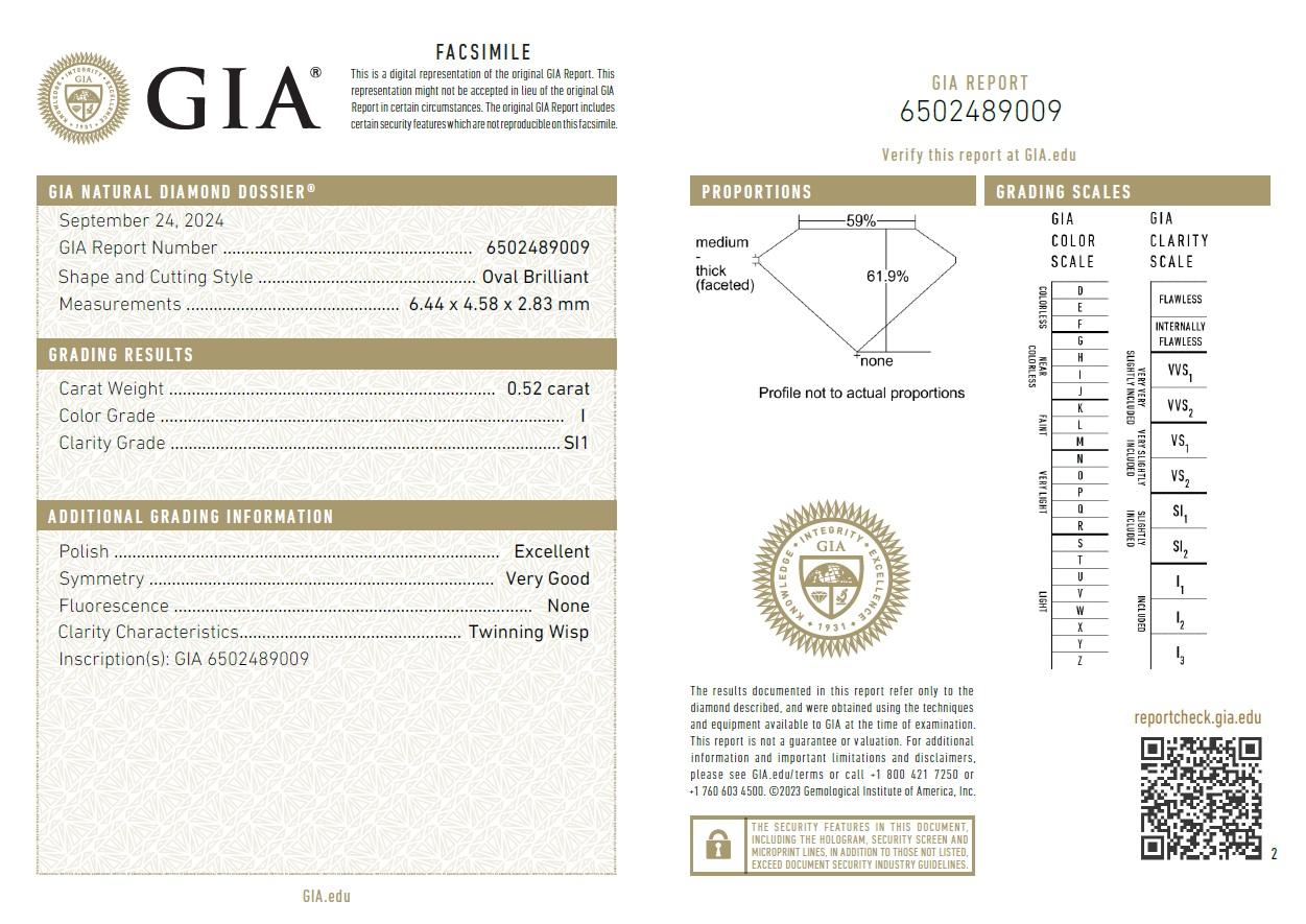 Anello con 5 pietre ovali di diamanti Beauvince (2,55 carati di diamanti HI SI GIA) in oro bianco in vendita 1