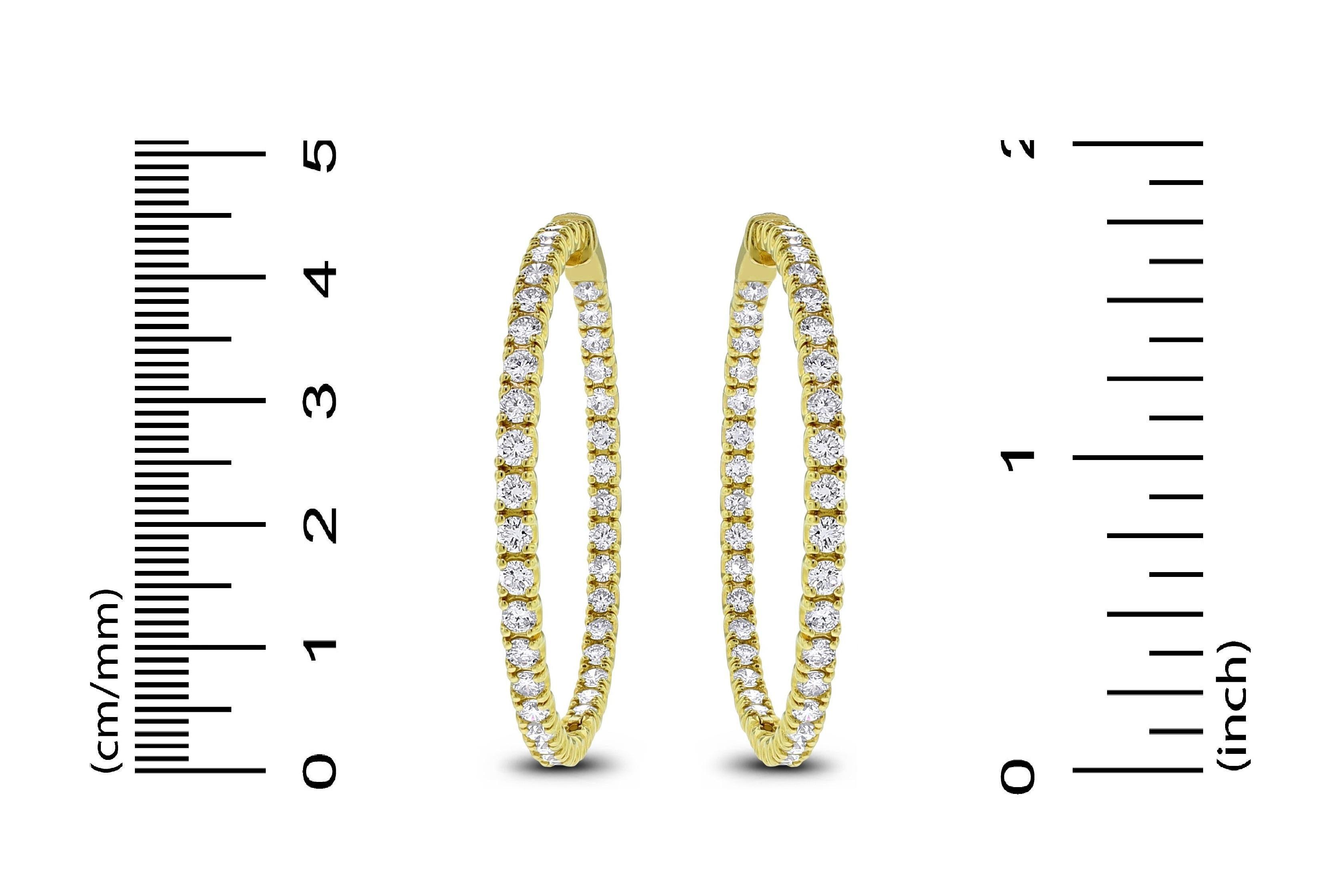 Beauvince Créoles en or jaune avec diamants ronds de 6,19 carats Neuf - En vente à New York, NY