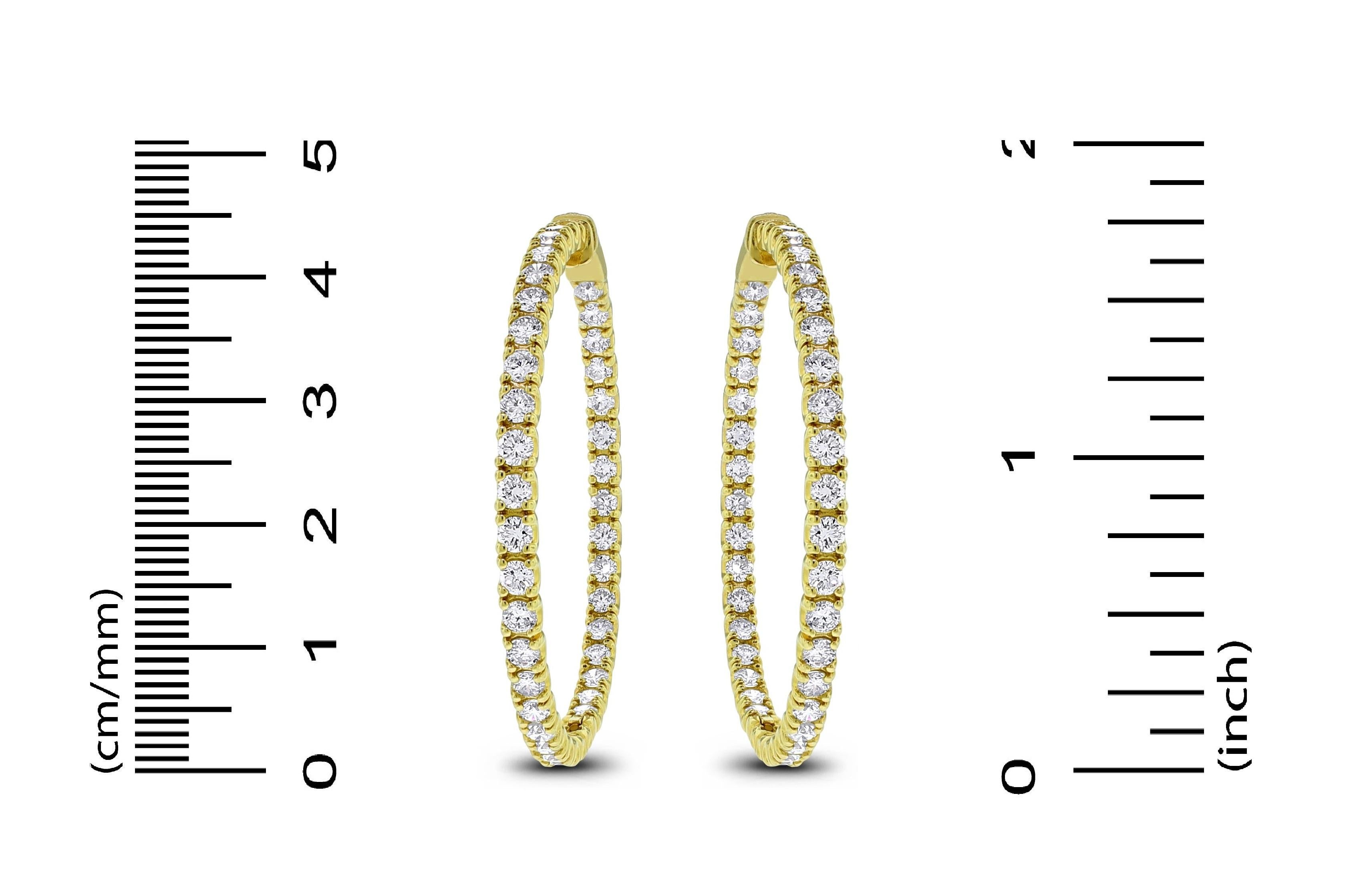 Beauvince 6.19 Carat Round Diamond Hoops in Yellow Gold In New Condition For Sale In New York, NY