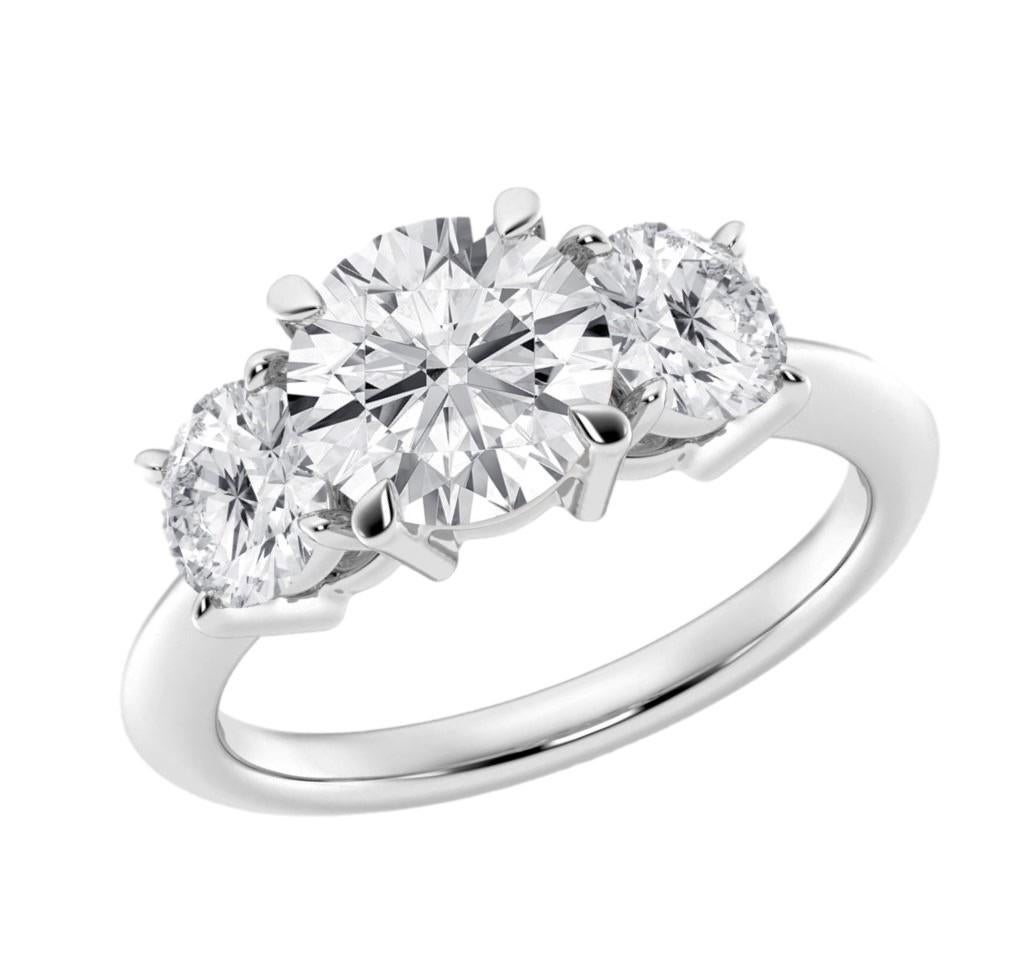 Round Cut Beauvince Aisha Engagement Ring (2.00 ct Round ISI1 GIA Diamond) in White Gold For Sale