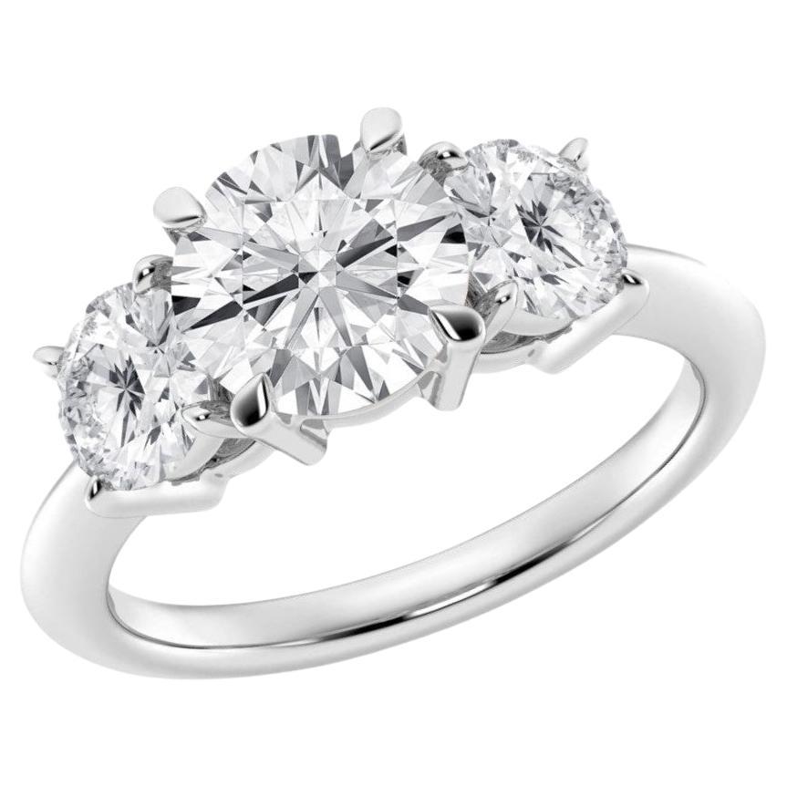 Beauvince Aisha Engagement Ring (2.00 ct Round ISI1 GIA Diamond) in White Gold For Sale