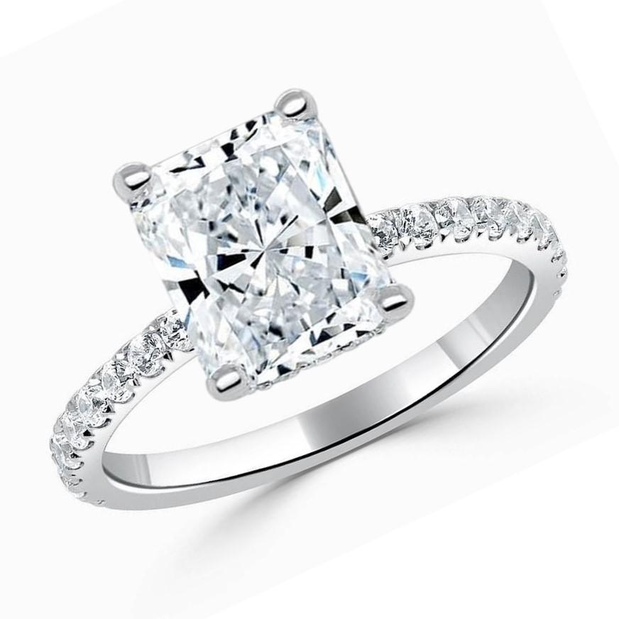 Beauvince Alana Verlobungsring (2,01 Karat Strahlenschliff GSI1 GIA Diamant) (Radiantschliff) im Angebot