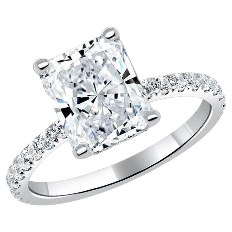 Beauvince Alana Engagement Ring (2.01 ct Radiant Cut GSI1 GIA Diamond) For Sale