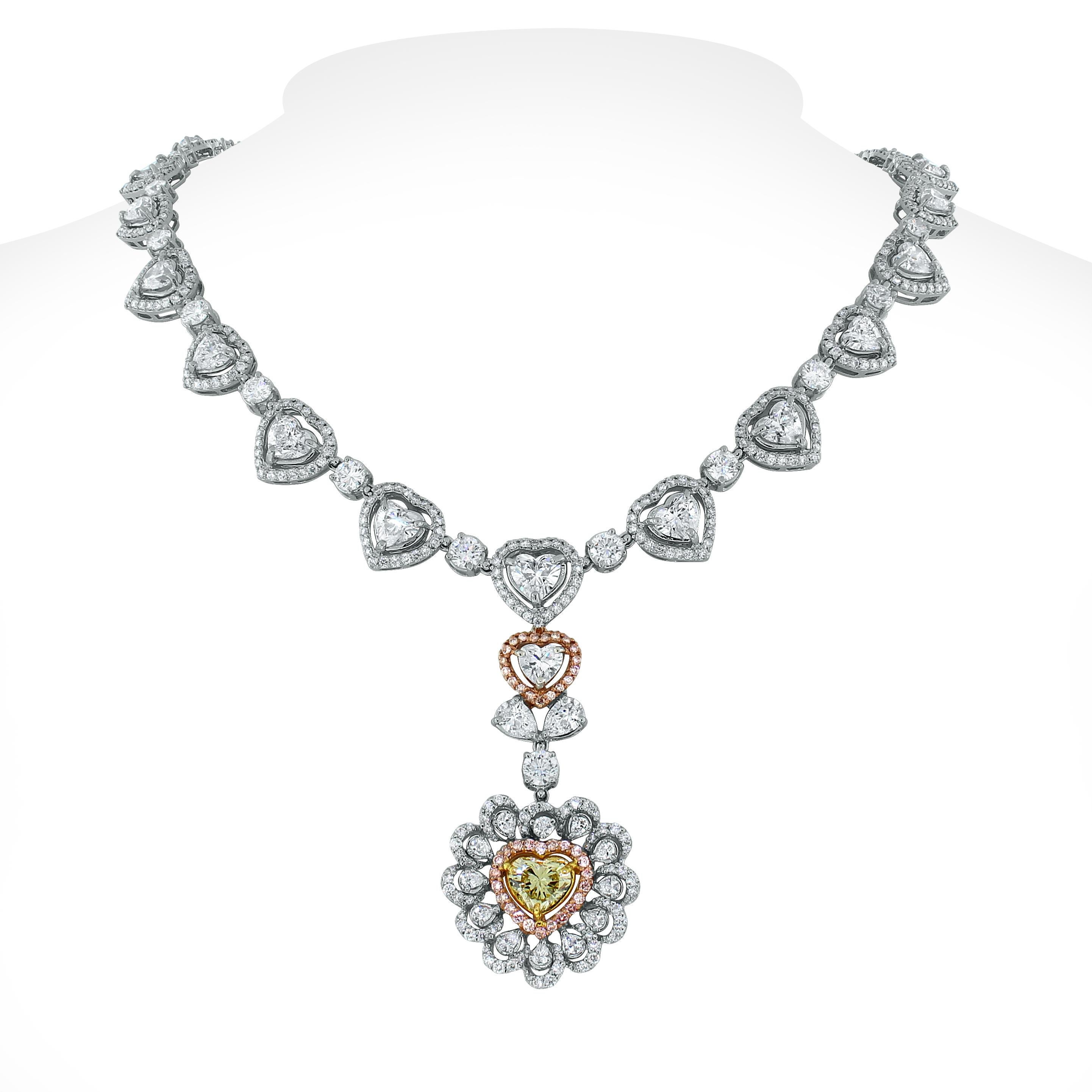 Collana, orecchini e anello con diamante a cuore Beauvince in oro bianco in vendita 1