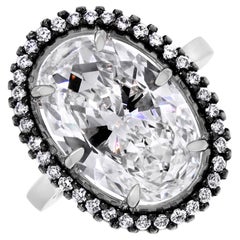 Beauvince Antique Engagement Ring 6.20 Carat Oval KVVS2 IGI Diamond in Platinum