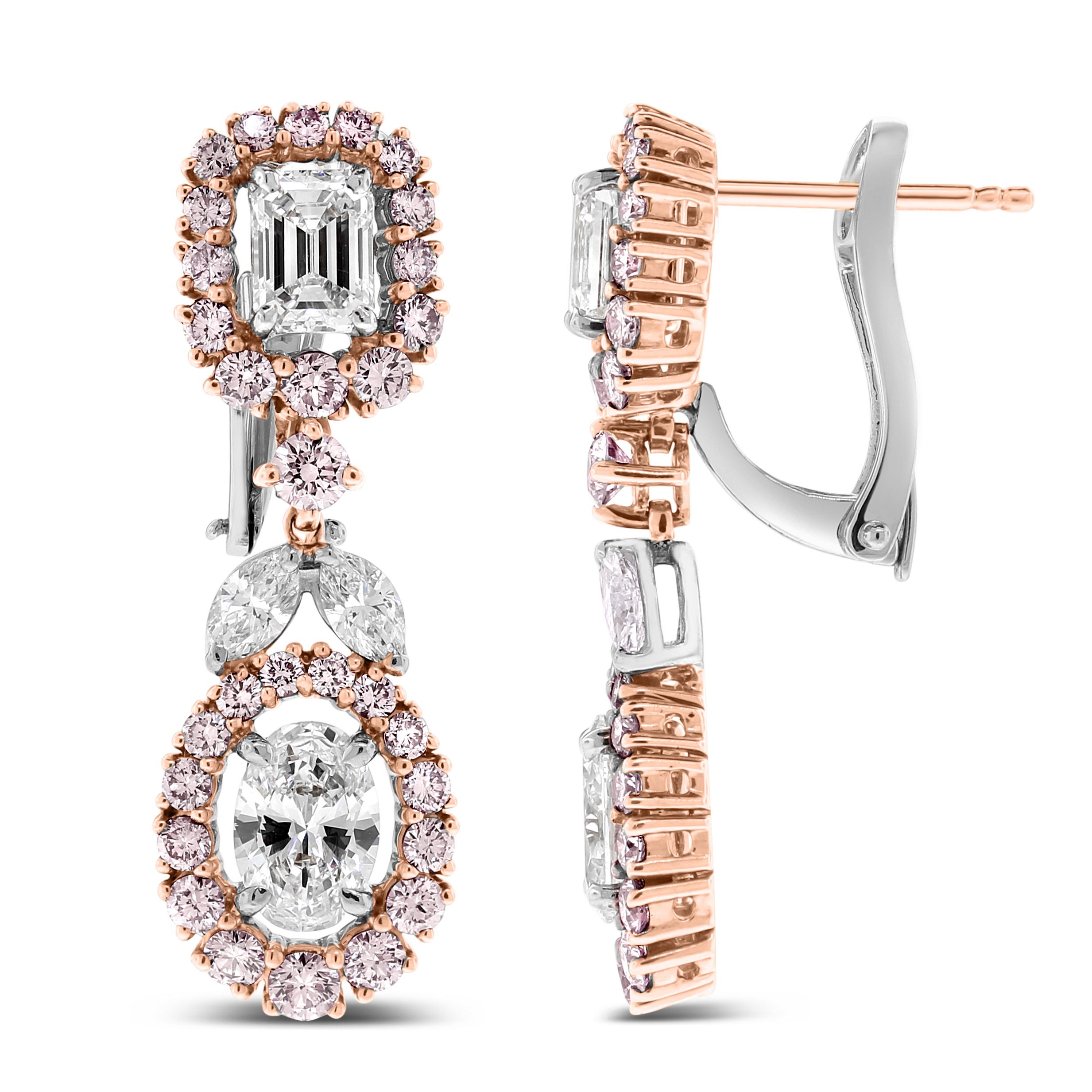 Contemporary Beauvince Ariana Diamond Earrings '6.91 ct Diamonds' in Rose Gold & Platinum For Sale