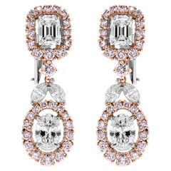 Beauvince Boucles d'oreilles Ariana en or rose et platine avec diamants de 6,91 carats