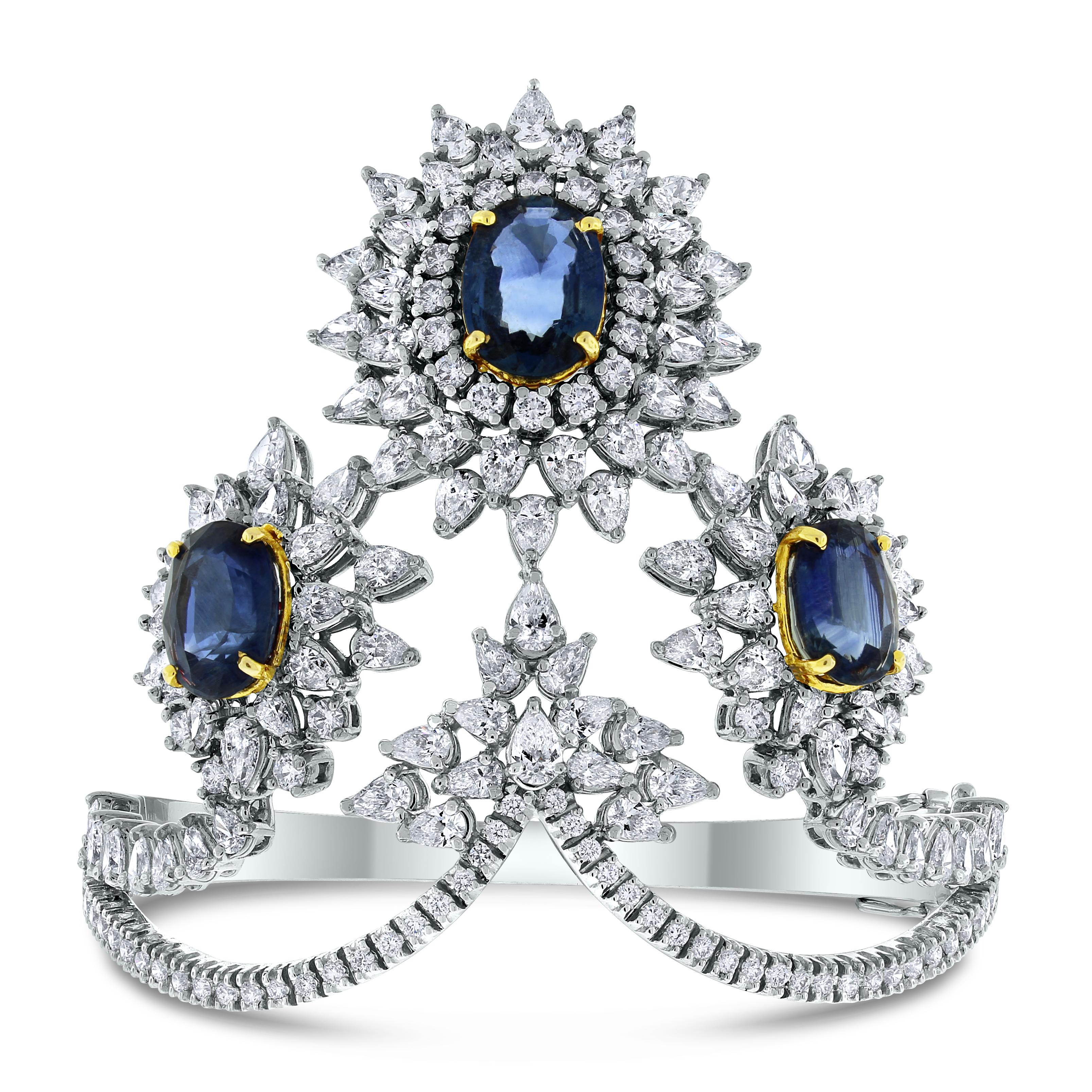 Beauvince Atlantis 60.18 Carat Sapphire & 78.93 Ct Diamond Suite in White Gold In New Condition For Sale In New York, NY
