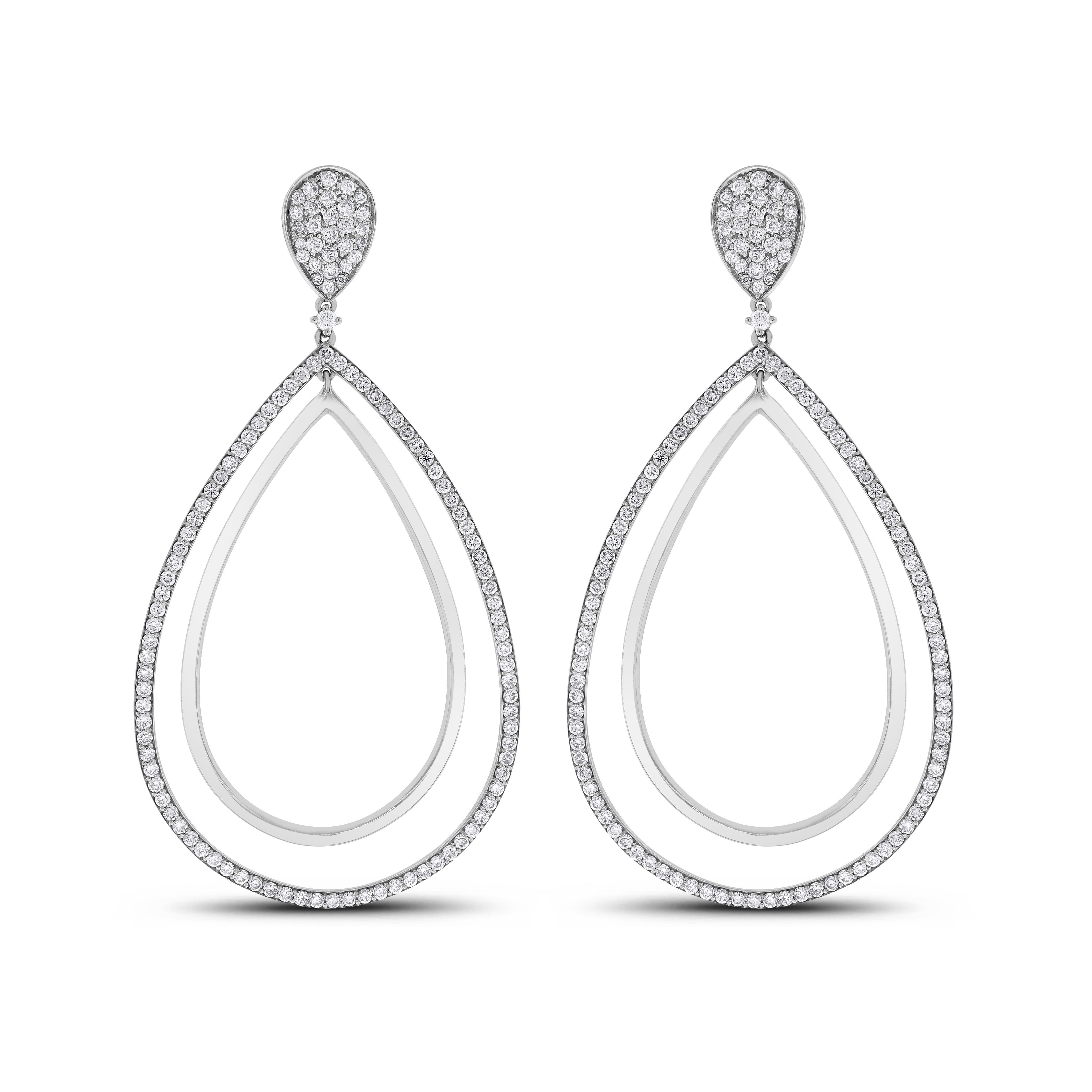 Pendientes Beauvince Audrey Diamantes '4,25 ct Diamantes' en Oro Blanco en Nuevo estado para la venta en New York, NY