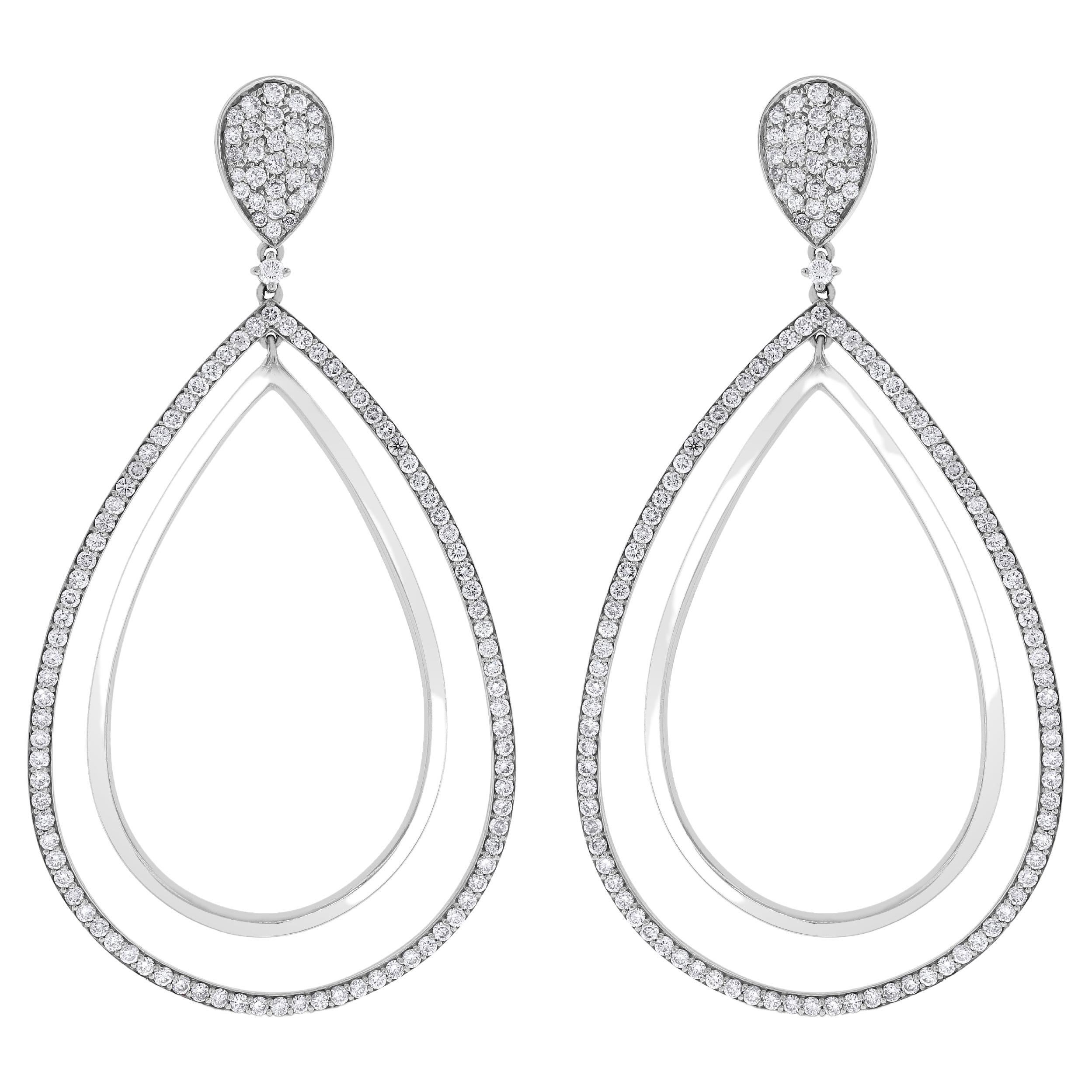 Boucles d'oreilles Beauvince en or blanc avec diamants de 1,45 carat