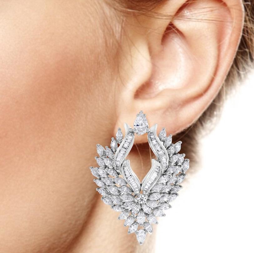 Contemporary Beauvince Ayana Diamond Earrings (10.92 ct Diamonds) in White Gold For Sale