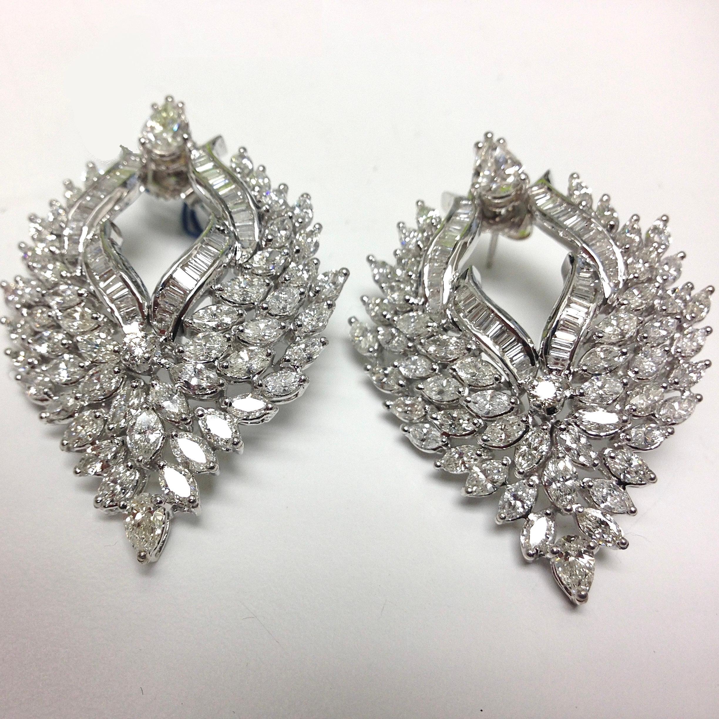 Mixed Cut Beauvince Ayana Diamond Earrings (10.92 ct Diamonds) in White Gold For Sale