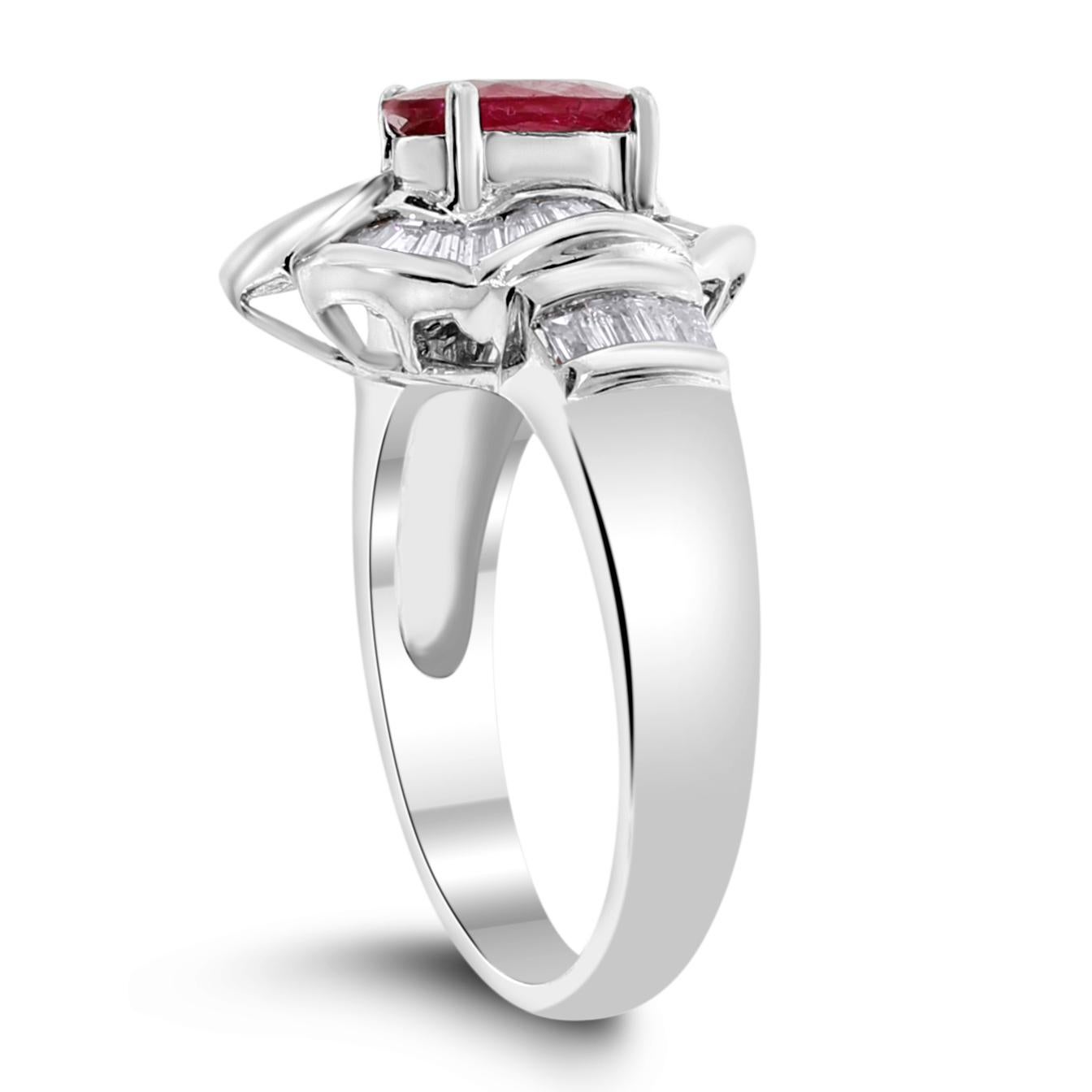 Mixed Cut Beauvince Bailey Ring (2.48 ct Diamonds & Rubies) in White Gold For Sale