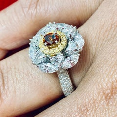 Beauvince Ballerina Champagne, Yellow and White Diamond Ring in 18K Gold