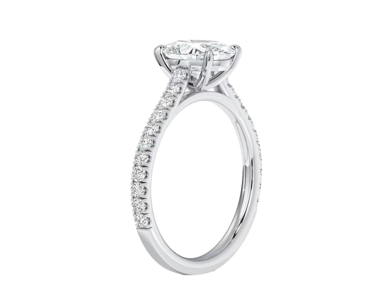 Oval Cut Beauvince Bianca Engagement Ring (2.01 ct Oval HVS2 GIA Diamond) in White Gold For Sale