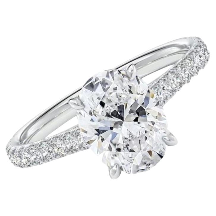 Beauvince Bianca Engagement Ring (2.01 ct Oval HVS2 GIA Diamond) in White Gold For Sale