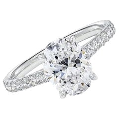 Beauvince Bianca Engagement Ring (2.01 ct Oval HVS2 GIA Diamond) in White Gold