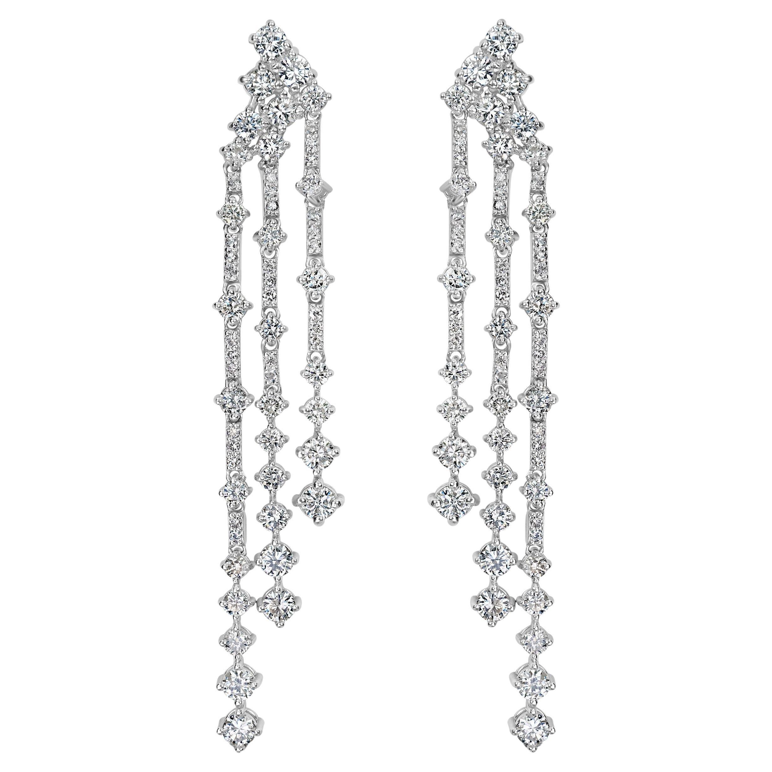 Beauvince Big 
Small Diamond Earrings (4.41 ct Diamonds) in White Gold