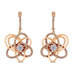 Beauvince Bloom 1.35 Carat Diamond Earrings and Ring Set in Rose Gold