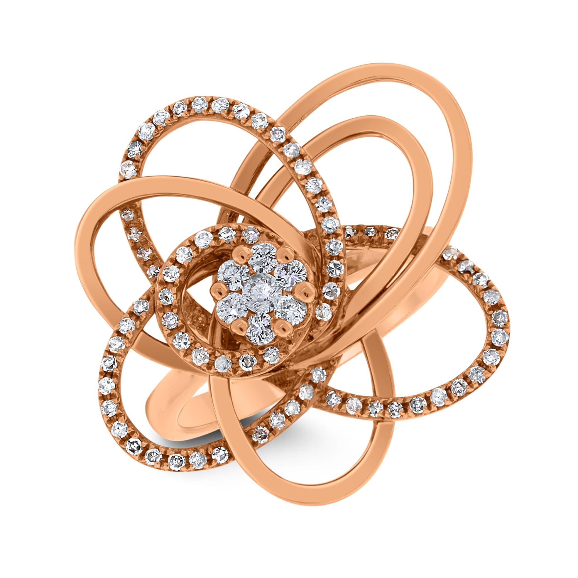 Contemporary Beauvince Bloom 1.35 Carat Diamond Earrings and Ring Set in Rose Gold For Sale