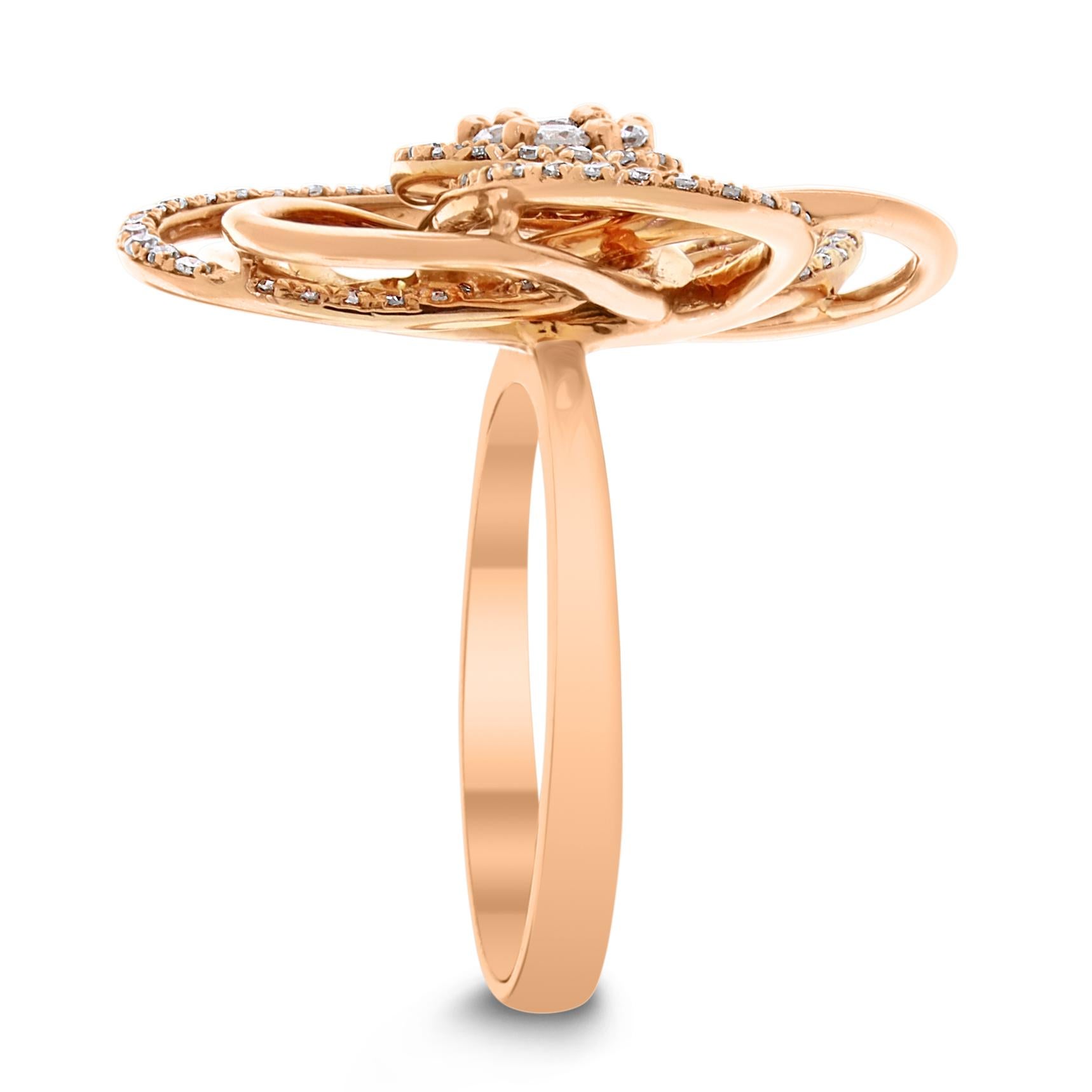 Beauvince Bloom, boucles d'oreilles et bague en or rose avec diamants de 1,35 carat Neuf - En vente à New York, NY