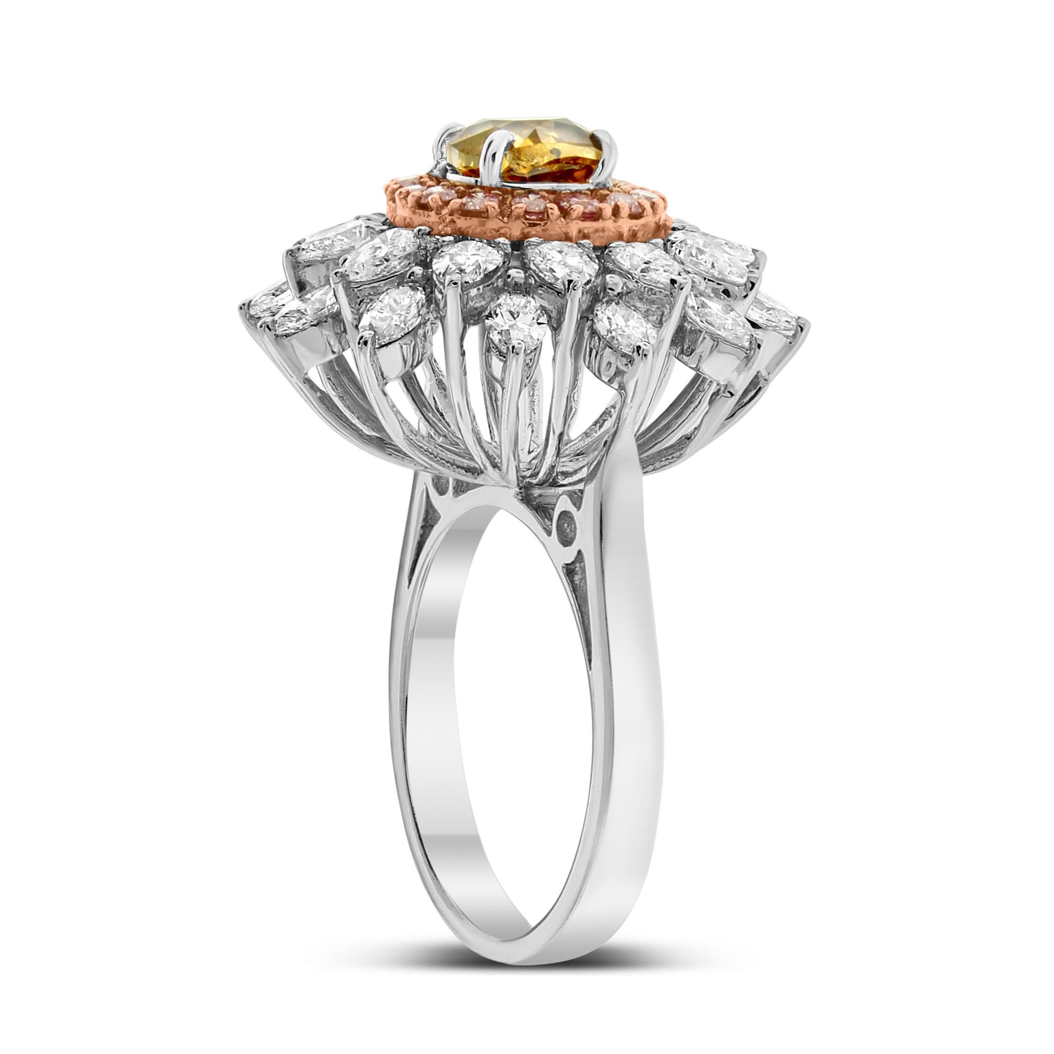 Women's or Men's Beauvince Blossoms Diamond Cocktail Ring '3.09 Ct Diamonds' in Gold For Sale