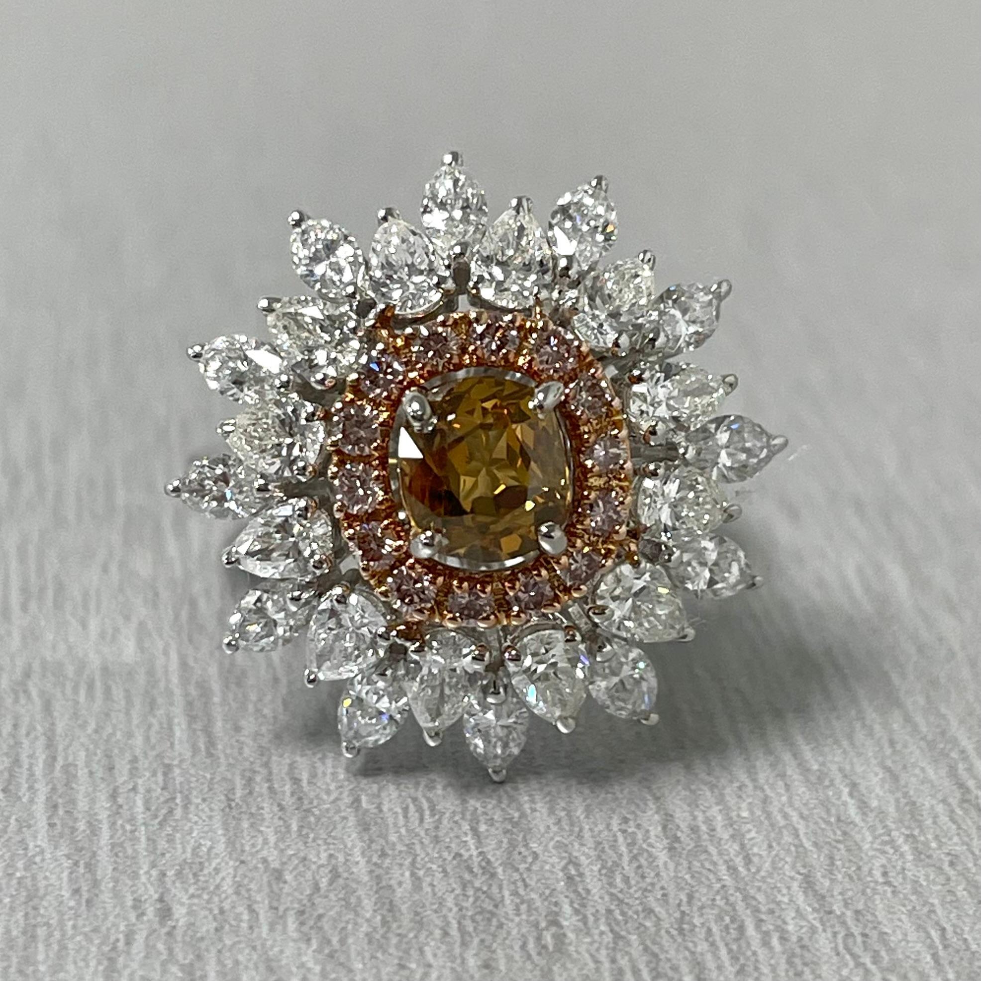 Contemporary Beauvince Blossoms Diamond Cocktail Ring '3.09 Ct Diamonds' in Gold For Sale