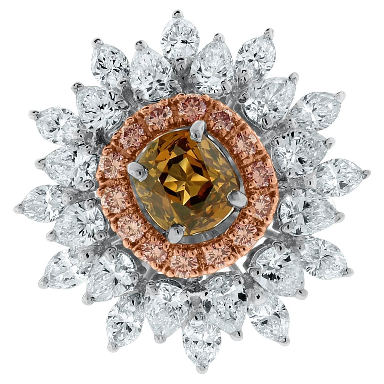 Beauvince Blossoms Diamant-Cocktailring '3,09 Karat Diamanten' in Gold im Angebot