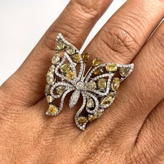Beauvince Butterfly Fall Ring 4.95 Ct Diamonds in White Gold