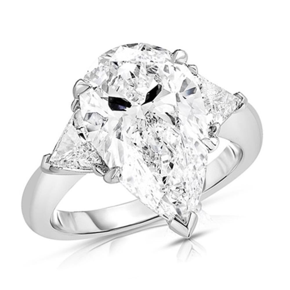 Pear Cut Beauvince Calista Engagement Ring (5.11 ct Pear Shape HSI1 GIA Diamond) For Sale