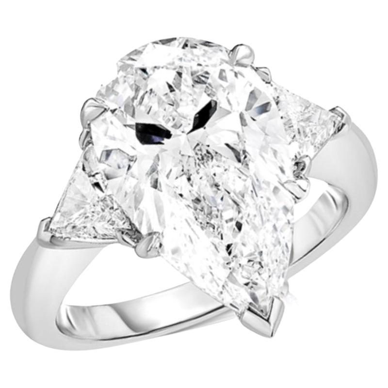 Beauvince Calista Engagement Ring (5.11 ct Pear Shape HSI1 GIA Diamond) For Sale