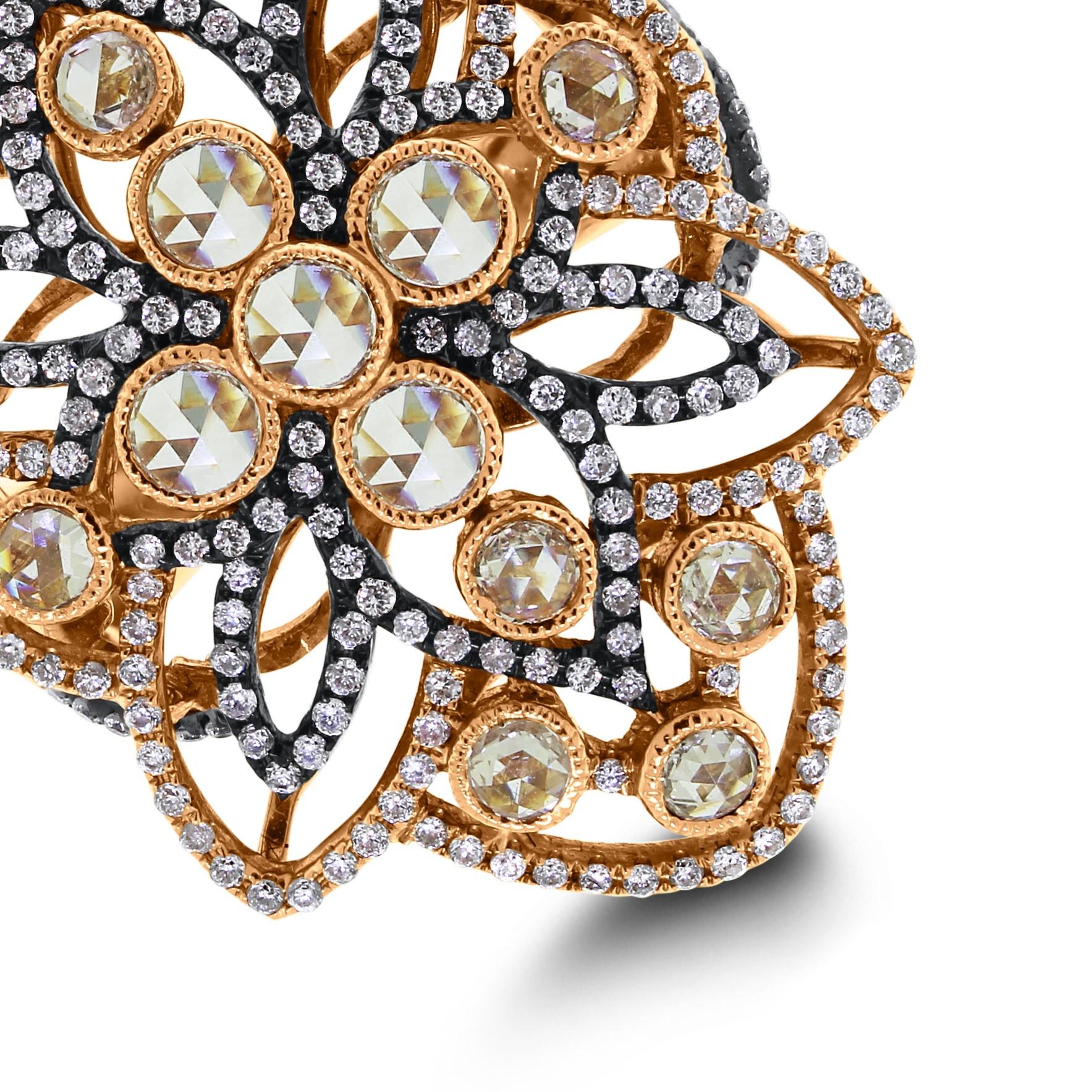 Taglio misto Anello Beauvince Cassandra (1,89 carati di diamanti) in oro rosa in vendita