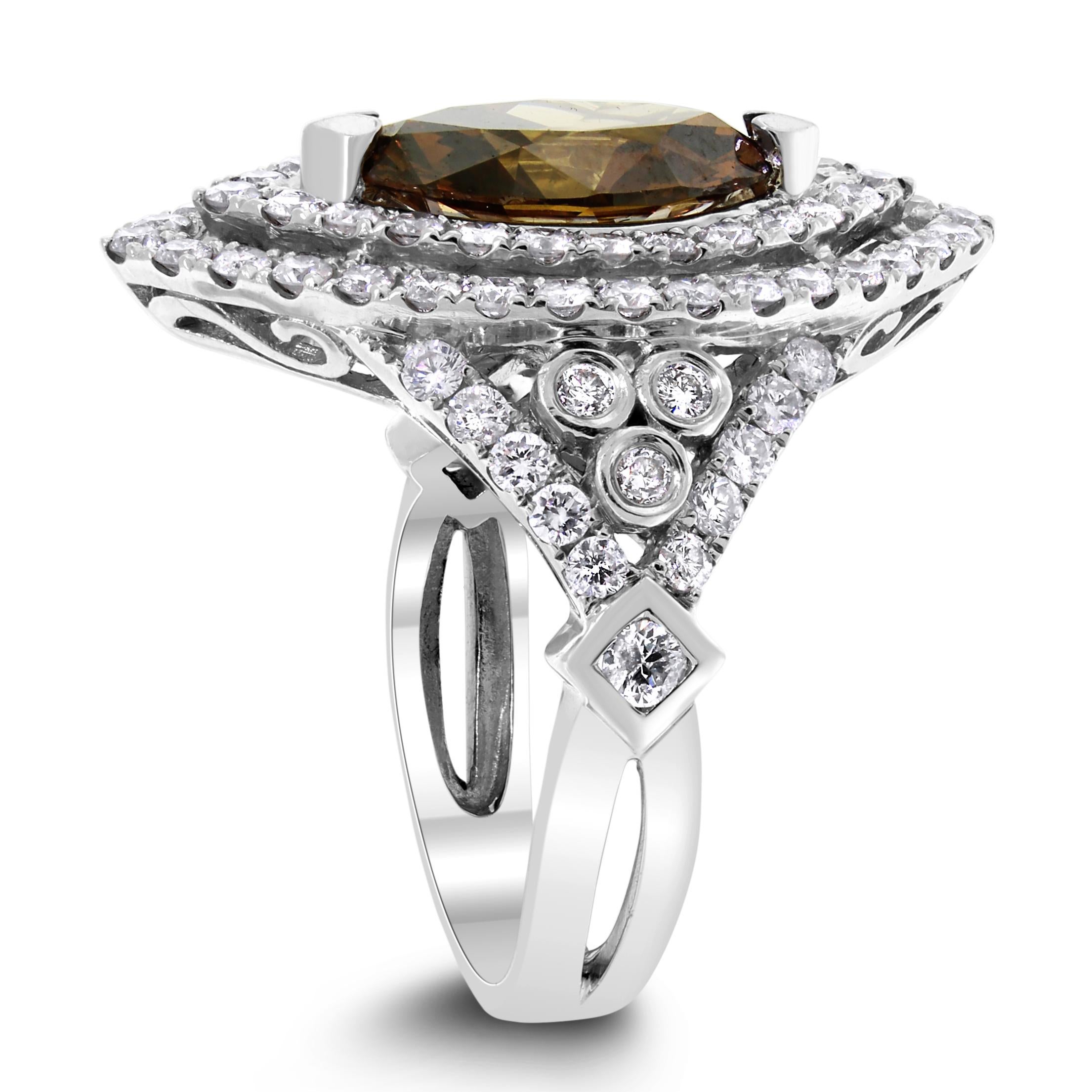 Contemporain Beauvince Chocola Diamond Ring (2,44 ct Oval Fancy Dark Orangey Brown VS1 GIA) en vente