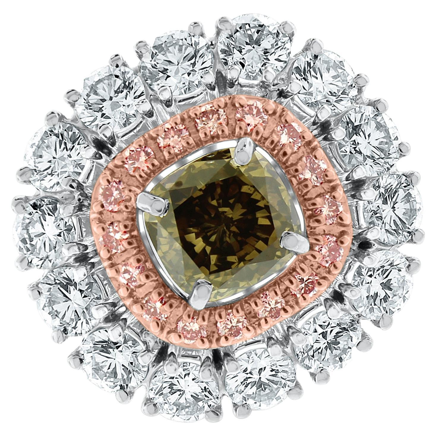 Beauvince Chocolate Diamond Cocktail Ring '3.89 Ct Diamonds' in Gold For Sale