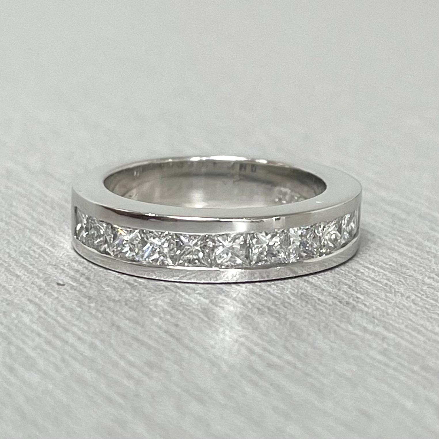 Beauvince Chunky Channel Set Princess Band (1.25 ct Diamonds) in Platinum In New Condition For Sale In New York, NY