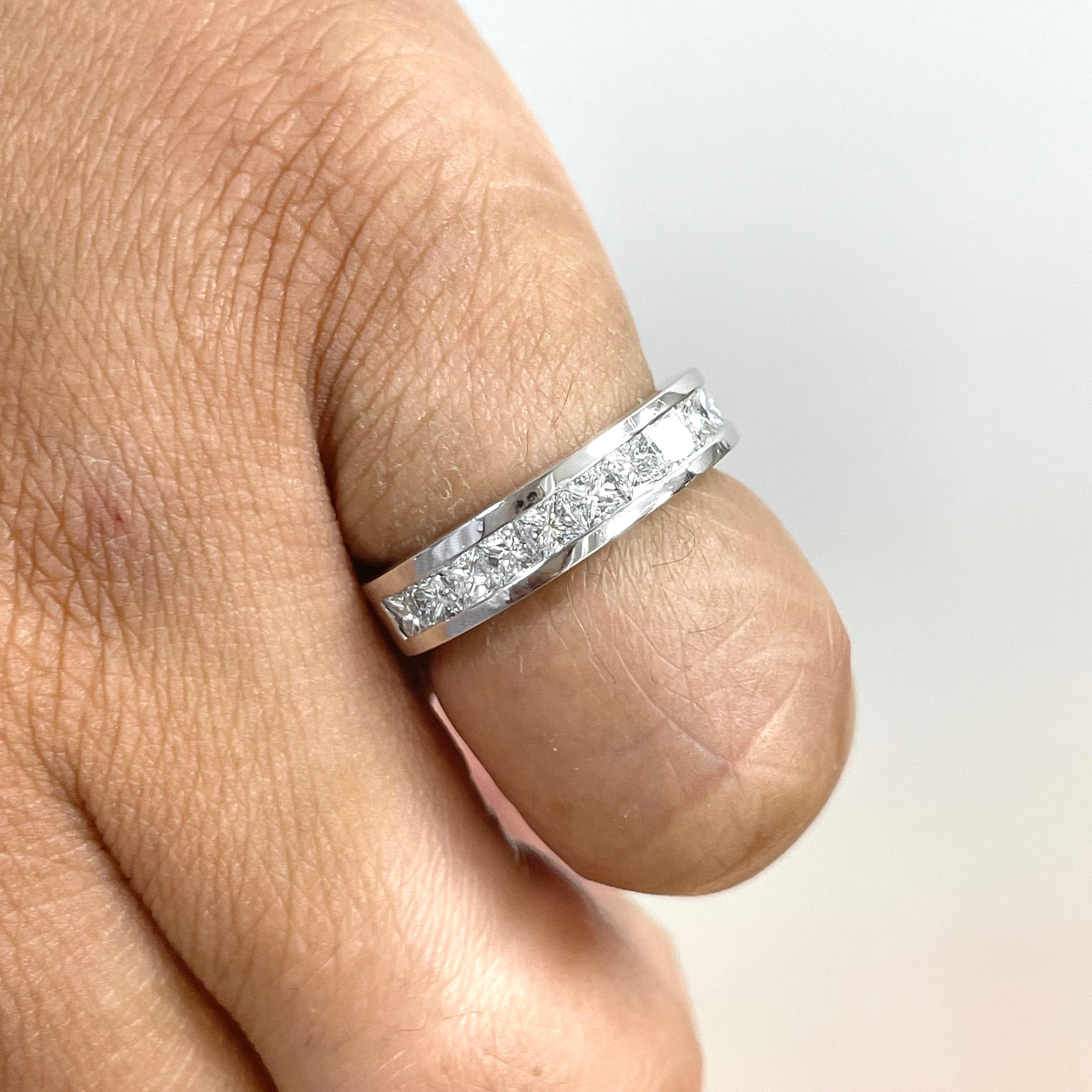 Princess Cut Beauvince Chunky Channel Set Princess Band (1.25 ct Diamonds) in Platinum For Sale