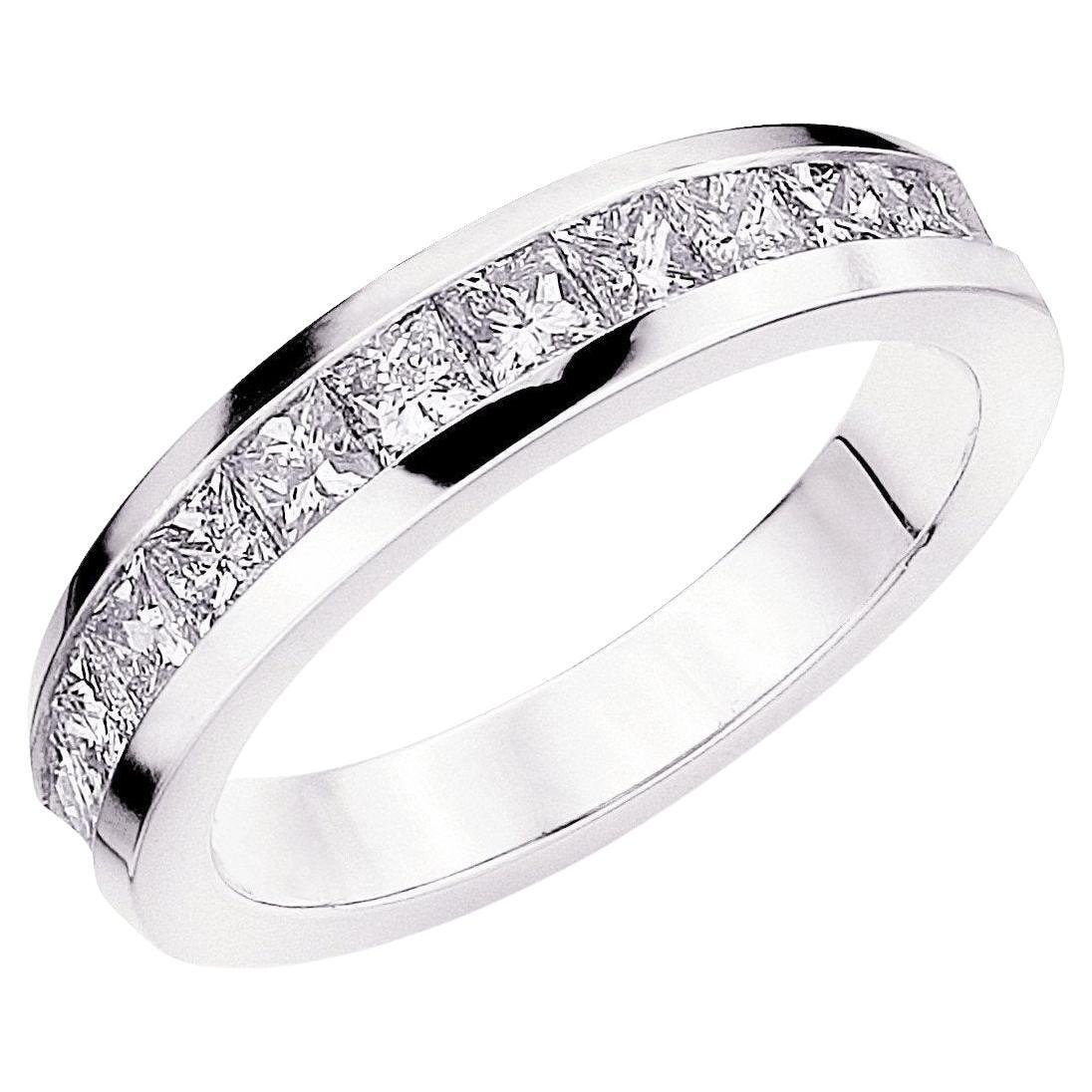 Beauvince Chunky Channel Set Princess Band (1.25 ct Diamonds) in Platinum  For Sale at 1stDibs